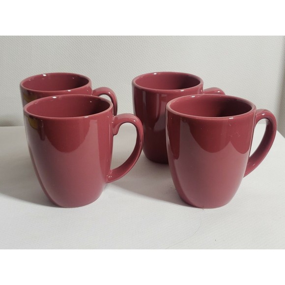 Set of 4 BRAND NEW Corelle Stoneware DUSTY ROSE MAUVE PINK Coffee Mugs Cups - Picture 1 of 2